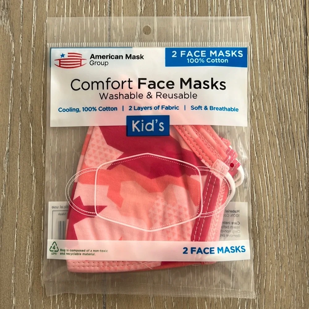 2 kids face masks 100% cotton